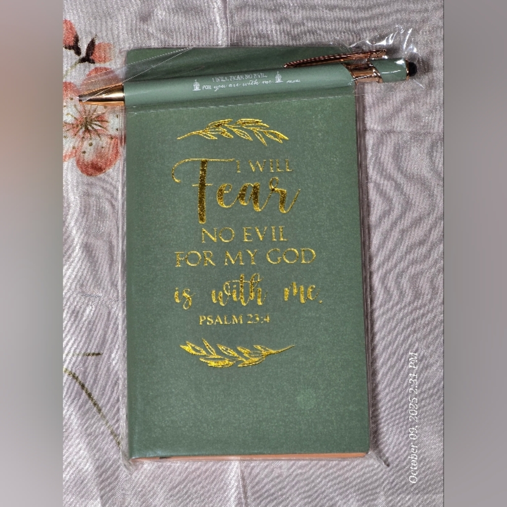 Green Inspirational Journal with stylus Pen nip